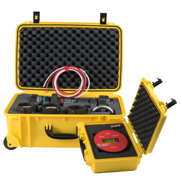 View Hose Monster's in-line pitotless nozzle bundle with a yellow case for water pressure test use.