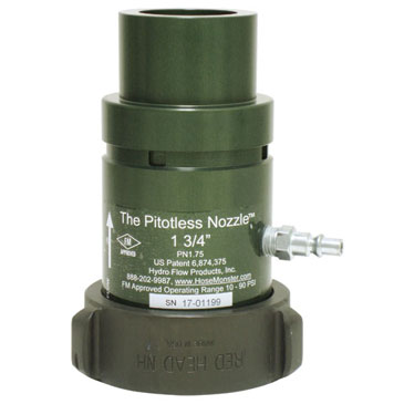 View details about the Hose Monster one and three-quarters-inch wide grooved nozzle to measure water flow.